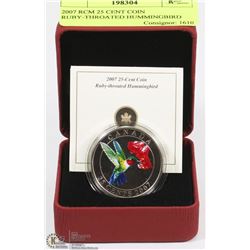2007 RCM 25 CENT COIN RUBY-THROATED HUMMINGBIRD