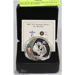 2007 RCM  $25 STERLING SILVER ICE HOCKEY OLYMPIC