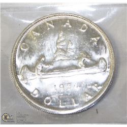 1954 CANADIAN SILVER DOLLAR ICCS MS63.