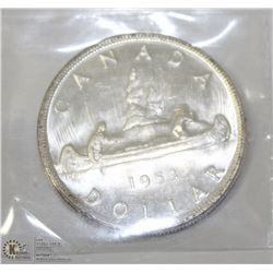 1953 CANADIAN SILVER DOLLAR ICCS MS64 SF.