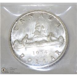 1954 CANADIAN SILVER DOLLAR ICCS MS63.