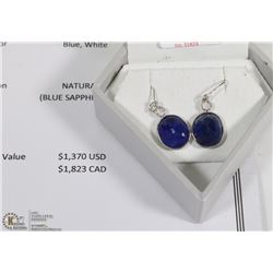 14K WHITE GOLD SAPPHIRE EARRINGS WITH COA