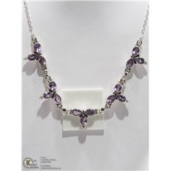 26) STERLING SILVER GENUINE AMETHYST NECKLACE