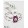 Image 2 : 28) 10KT GOLD GENUINE PINK SAPPHIRE RING
