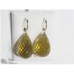 30) 14KT GOLD LARGE BRIOLETTE CITRINE EARRINGS
