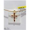 Image 1 : 31) 18KT GOLD CROSS PENDANT WITH BEZEL SET RUBIES