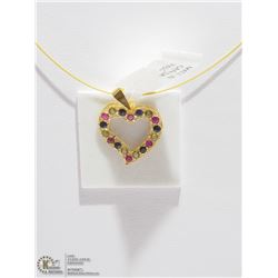 33) 18KT GOLD GEMSTONE PENDANT W/HIGHFASHION CORD