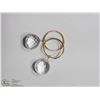Image 1 : 37) 14KT GOLD HOOP EARRINGS W/WHITE TOPAZ GEMSTONE