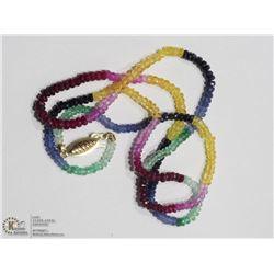 41) 14KT GOLD NATURAL GEMSTONE NECKLACE