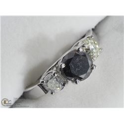 42) 14KT GOLD 1 BLACK & 2 WHITE DIAMONDS RING