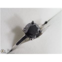 44) 14KT WHITE GOLD BLACK DIAMOND RING