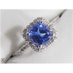 45) 10KT WHITE GOLD TANZANITE & 34 DIAMONDS RING