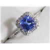 Image 1 : 45) 10KT WHITE GOLD TANZANITE & 34 DIAMONDS RING