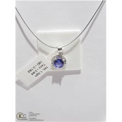 48) 14KT W. GOLD TANZANITE & 18 DIAMONDS PENDANT