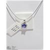 Image 1 : 48) 14KT W. GOLD TANZANITE & 18 DIAMONDS PENDANT