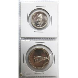SET OF 2 CANADIAN SILVER 1967 CENTENNIAL COINS.