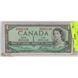 1954 CANADIAN $1.00 BILL.