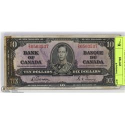 1937 CANADIAN $10.00 BILL.