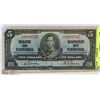 Image 1 : 1937 CANADIAN $5.00 BILL.