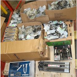 PALLET OF NEW DRAPERY HANGERS AND HOLDERS AND