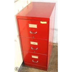 RED HEAVY DUTY 3 DRAWER FILING CABINET