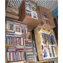 PALLET OF ASSORTED VHS & CDS.