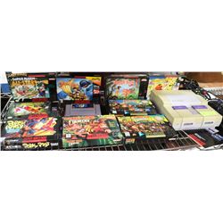 SUPER NINTENDO WITH 10 GAMES AND  2 CONTROLLERS