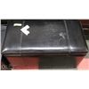 Image 1 : BLACK LEATHERETTE STORAGE OTTOMAN WITH RECORDS