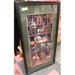 FRAMED BOOKSHELF CAT PICTURE