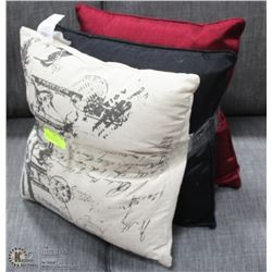 BUNDLE OF 3 SHOWHOME DECORATIVE THROW PILLOWS