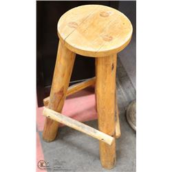 RUSTIC WOOD BAR STOOL.