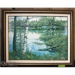 FIELD & STREAM ON BOARD SIGNED FRAMED PICTURE.