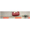 Image 1 : 2 FISHING RODS AND TACKLE BOX , 1 ROD BROKEN