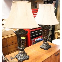 PAIR OF MOSAIC GLASS TABLE LAMPS