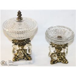 VINTAGE CRYSTAL COVERED COMPOTE CANDY DISH