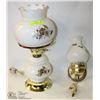 Image 1 : 2 VINTAGE MILK GLASS LIGHTS  1 LAMP & 1 WALL LIGHT