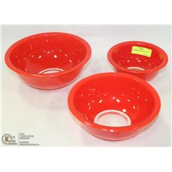 3PC PYREX RED MIXING BOWL SET