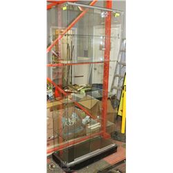 GLASS DISPLAY CABINET ON CASTORS