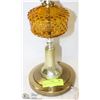 Image 3 : AMBER & BRASS HOBNAIL TABLE LAMP.