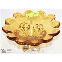 VINTAGE HEAVY YELLOW BLOWN GLASS DESIGNED