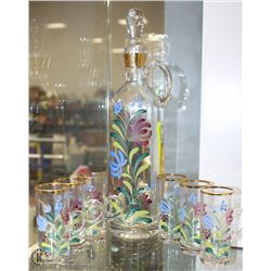 7PC HANDPAINTED DECANTER & LIQUOR SET