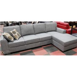 NEW KRISTA GREY FABRIC CHAISE LOUNGE SECTIONAL