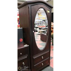 WOOD ARMOIRE WITH MIRROR 28"X19"X79"H