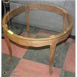 HANDMADE ROSEWOOD GLASS COFFEE TABLE.