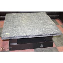 LARGE SOLID WOOD & FAUX MARBLE SQUARE