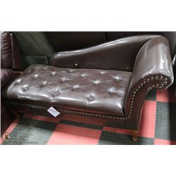 NEW BROWN LEATHERETTE STORAGE CHAISE LOUNGE CHAIR