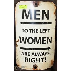 LARGE METAL  BATHROOM DIRECTION CURVED SIGN