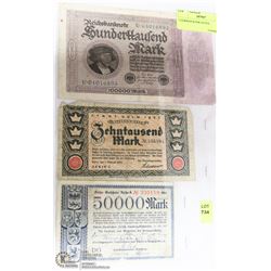 3 GERMAN BANK NOTES.