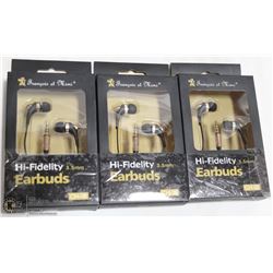 3 SETS OF GOLD HI-FIDELITY EARBUDS