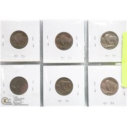 LOT OF 6 USA LIBERTY HEAD & BUFFALO NICKELS.